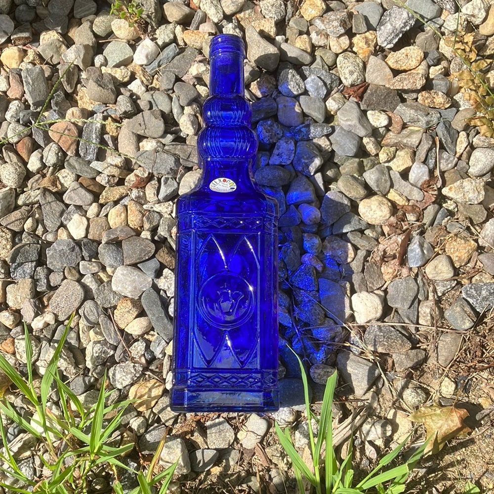 Blue recycled glass bottle